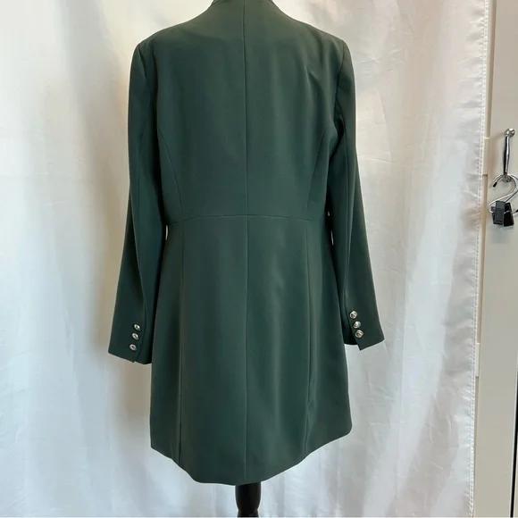 Melanie Lyne forest green long blazer coat open front clasp closure Sz 12 NWOT - Picture 3 of 12